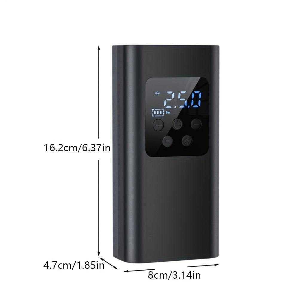 Portable Digital Tire Inflator with - Rechargeable Battery & Emergency Power Suitable for Cars, Motorcycles,, Balls - Mini Wireless Air Compressor with Built-in Pressure Gauge, LED Light, Handheld Pump for Outdoor, Sports Gift