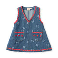 F10871 Eva Dress - Denim Blue Bow