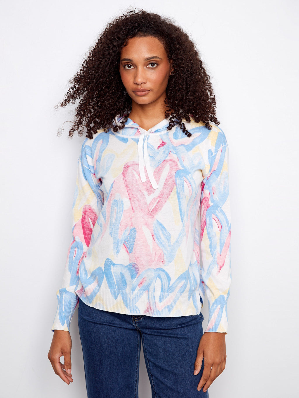 Reverse Print Hoodie Sweater - Rainbow