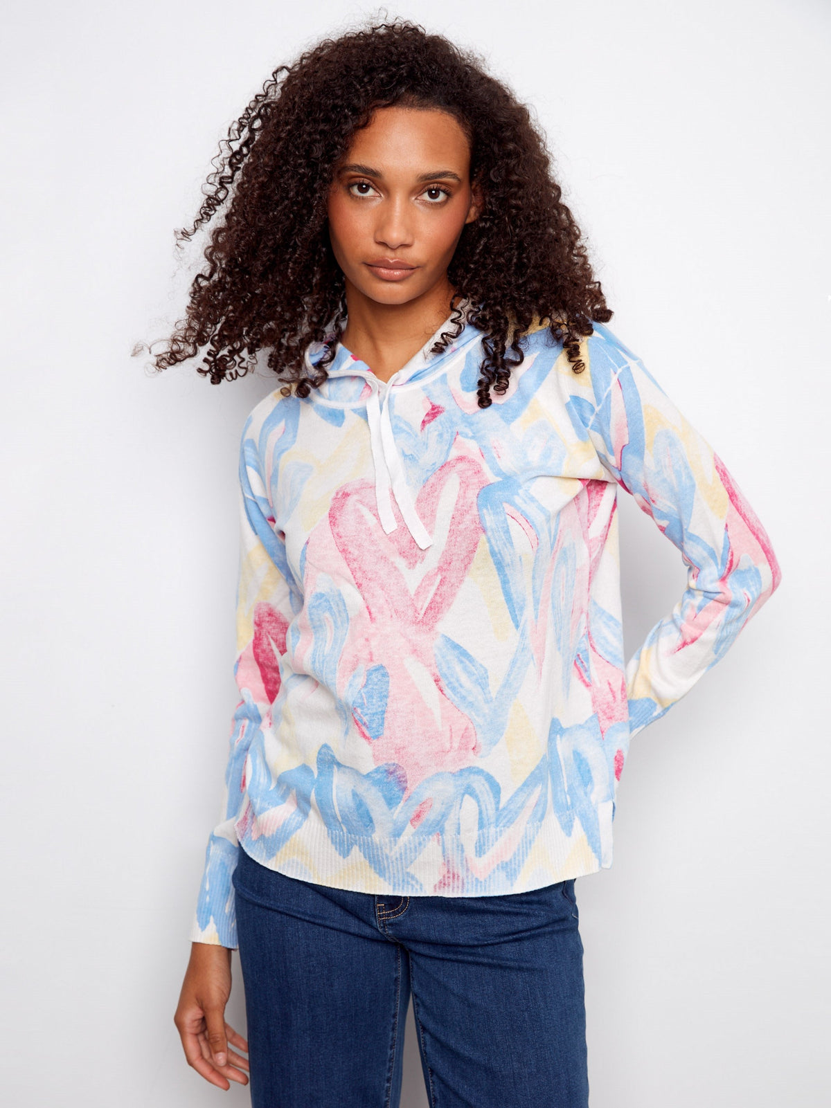 Reverse Print Hoodie Sweater - Rainbow