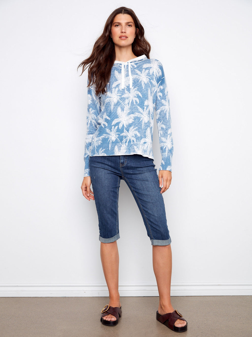 Reverse Print Hoodie Sweater - Tropic
