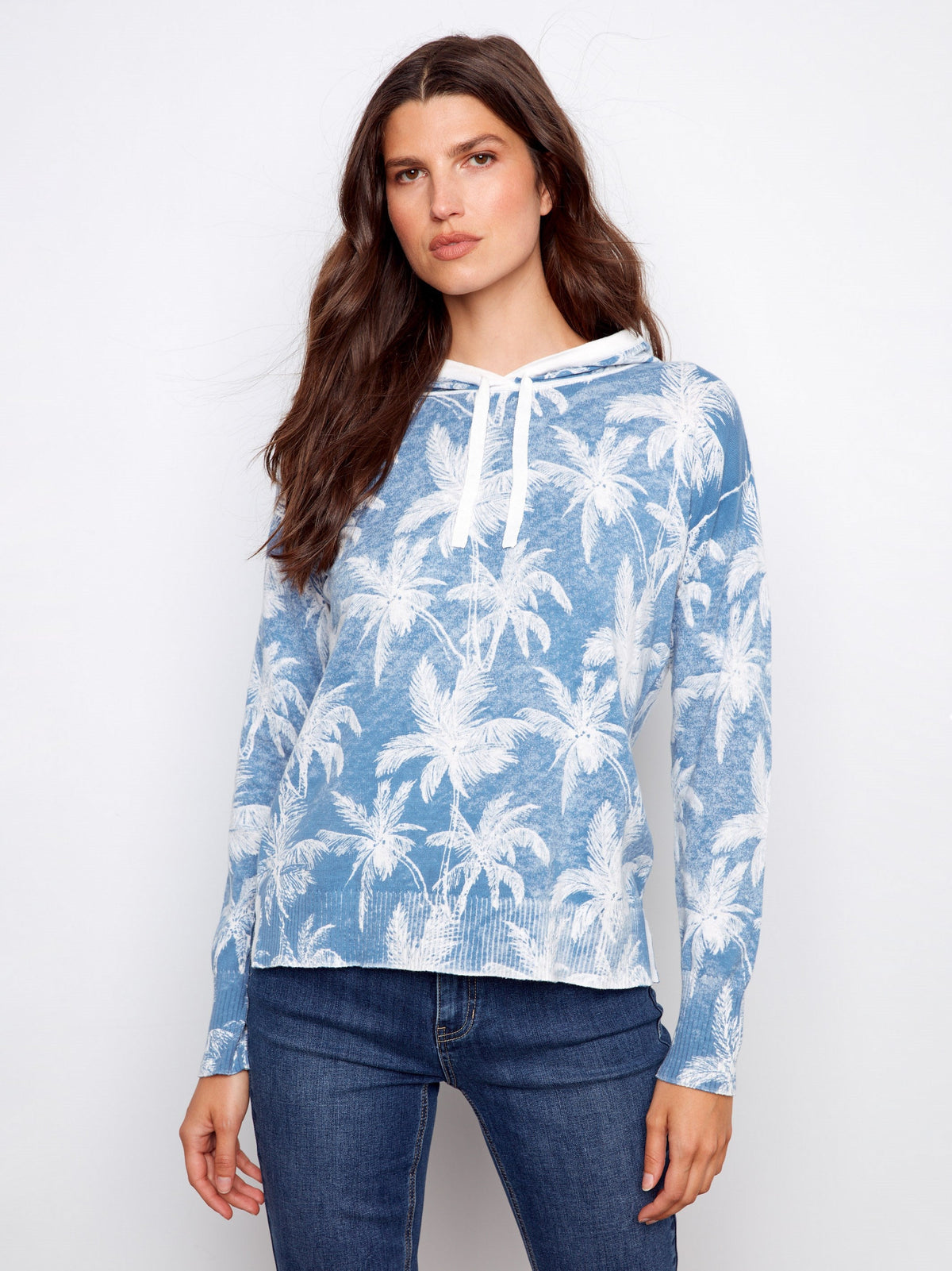 Reverse Print Hoodie Sweater - Tropic