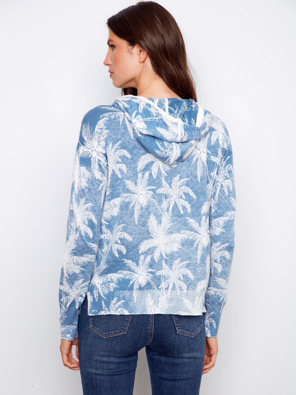 Reverse Print Hoodie Sweater - Tropic