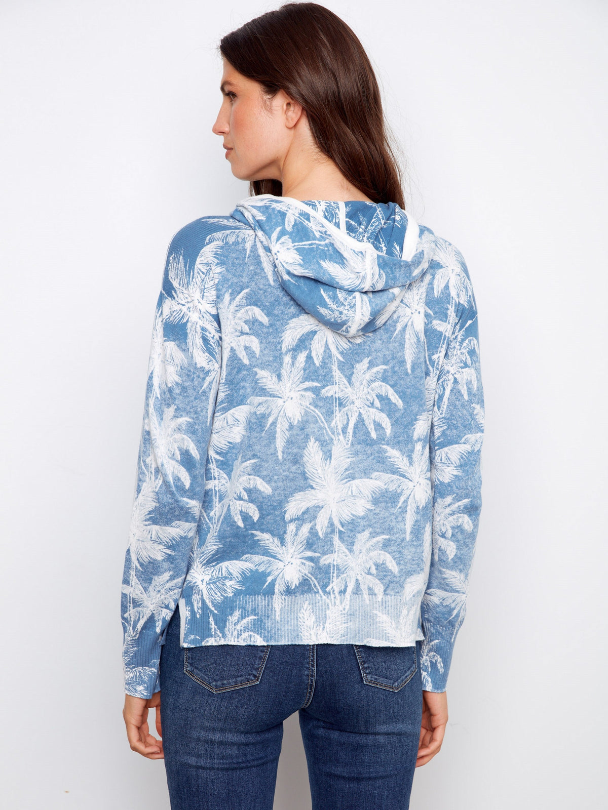 Reverse Print Hoodie Sweater - Tropic