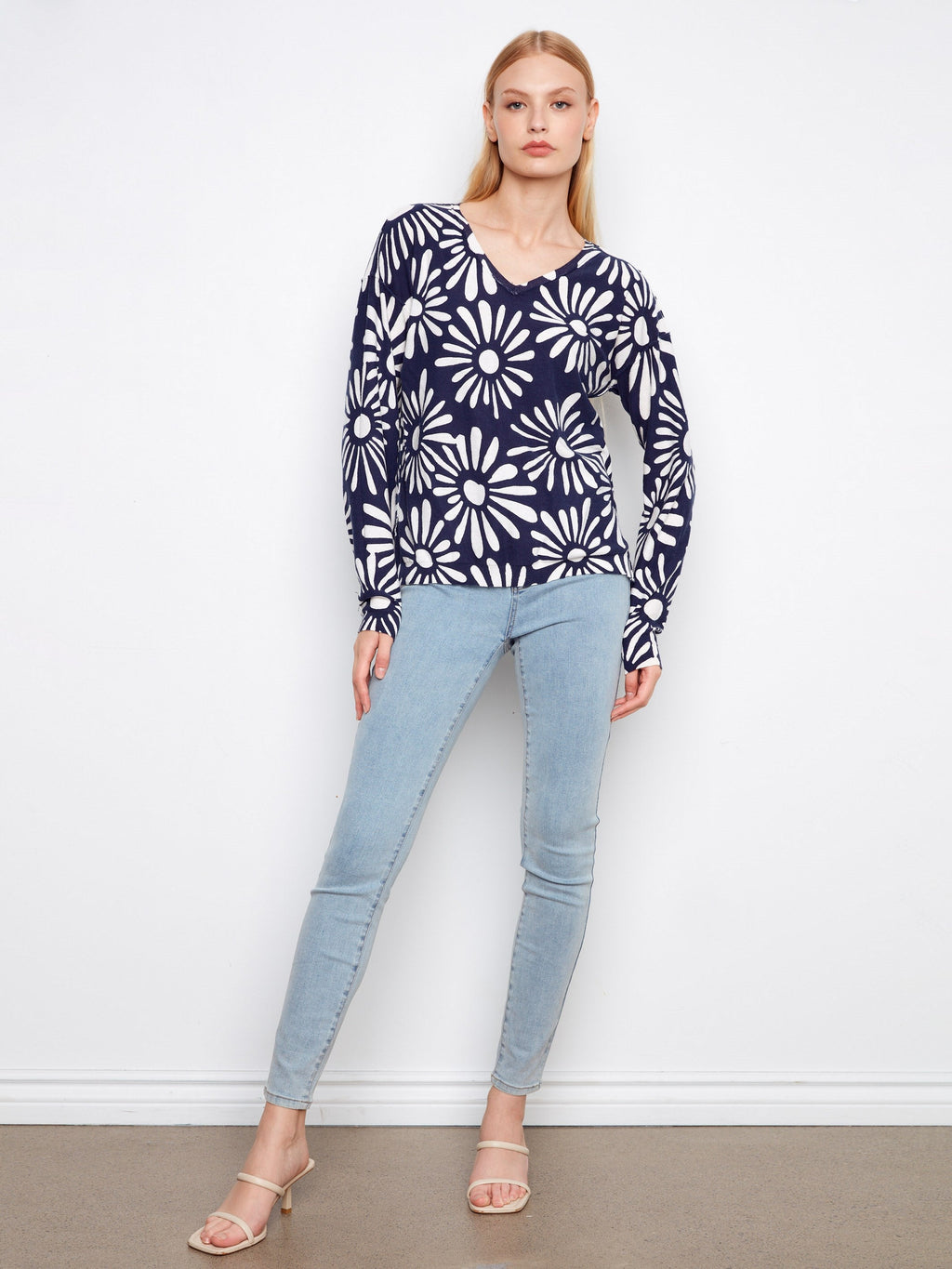 Reversible Printed V-Neck Sweater - Nautic