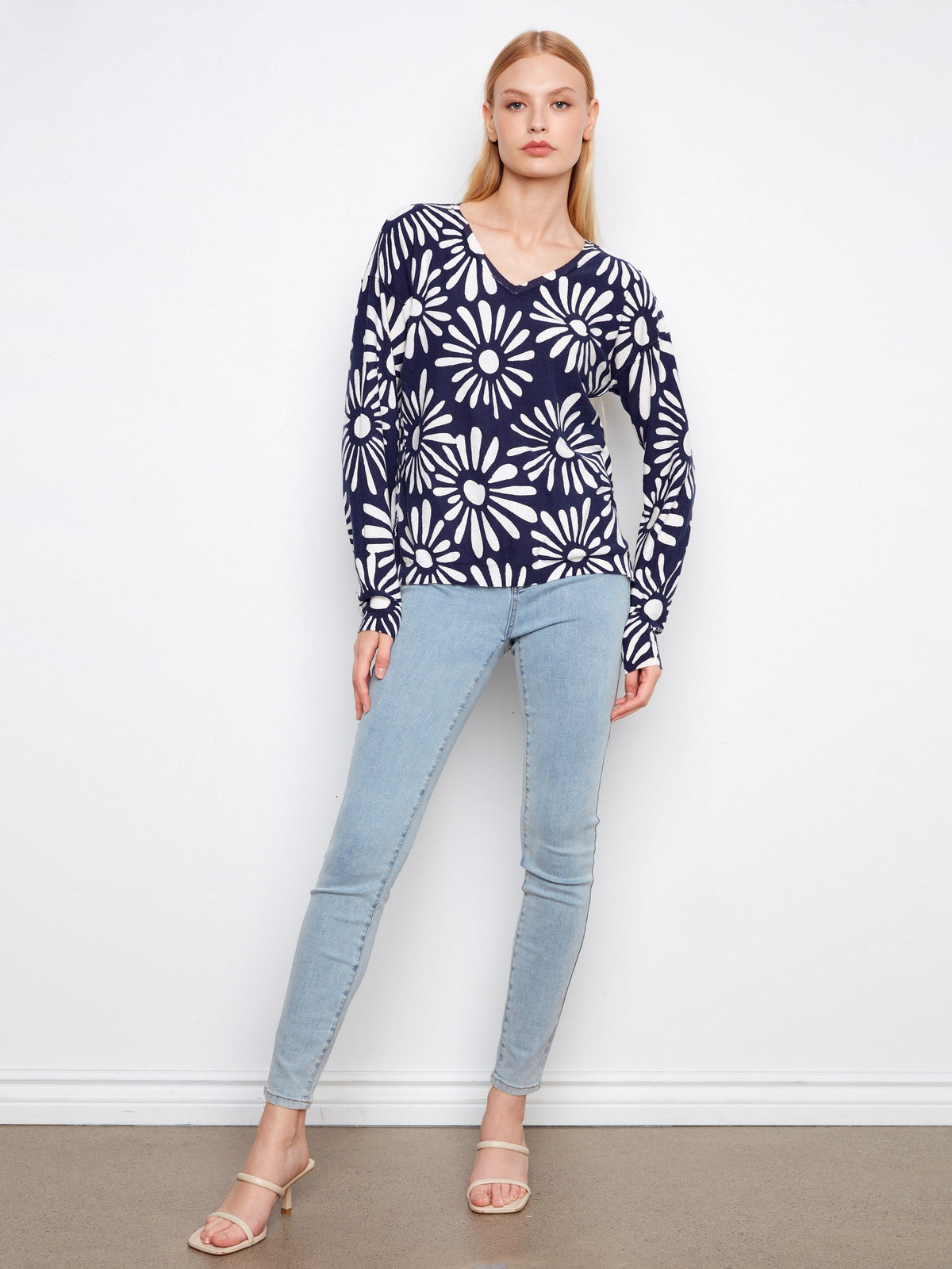 Reversible Printed V-Neck Sweater - Nautic