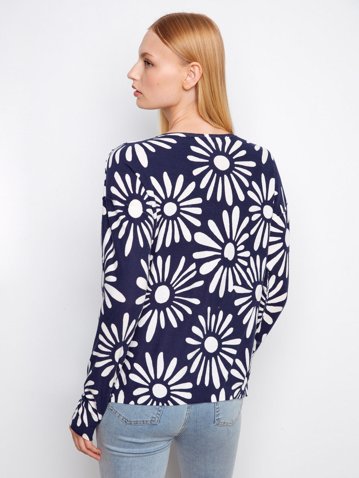 Reversible Printed V-Neck Sweater - Nautic