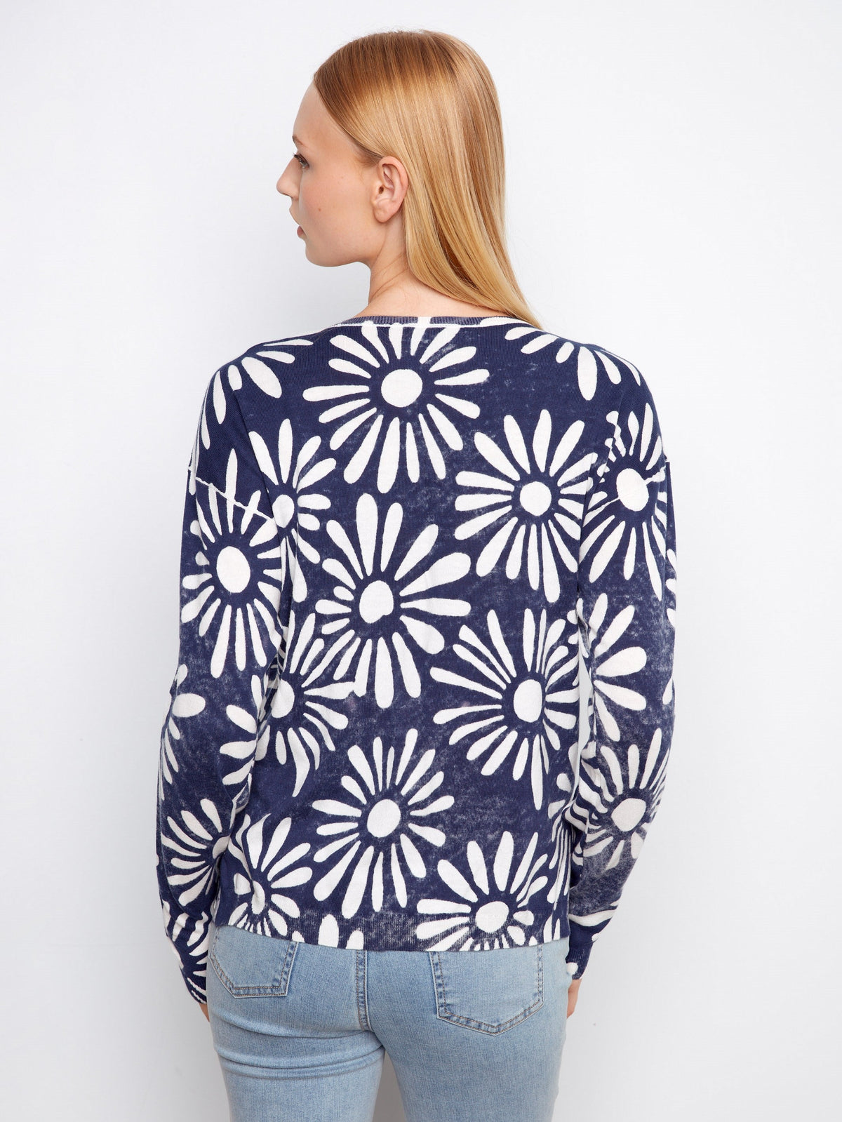 Reversible Printed V-Neck Sweater - Nautic