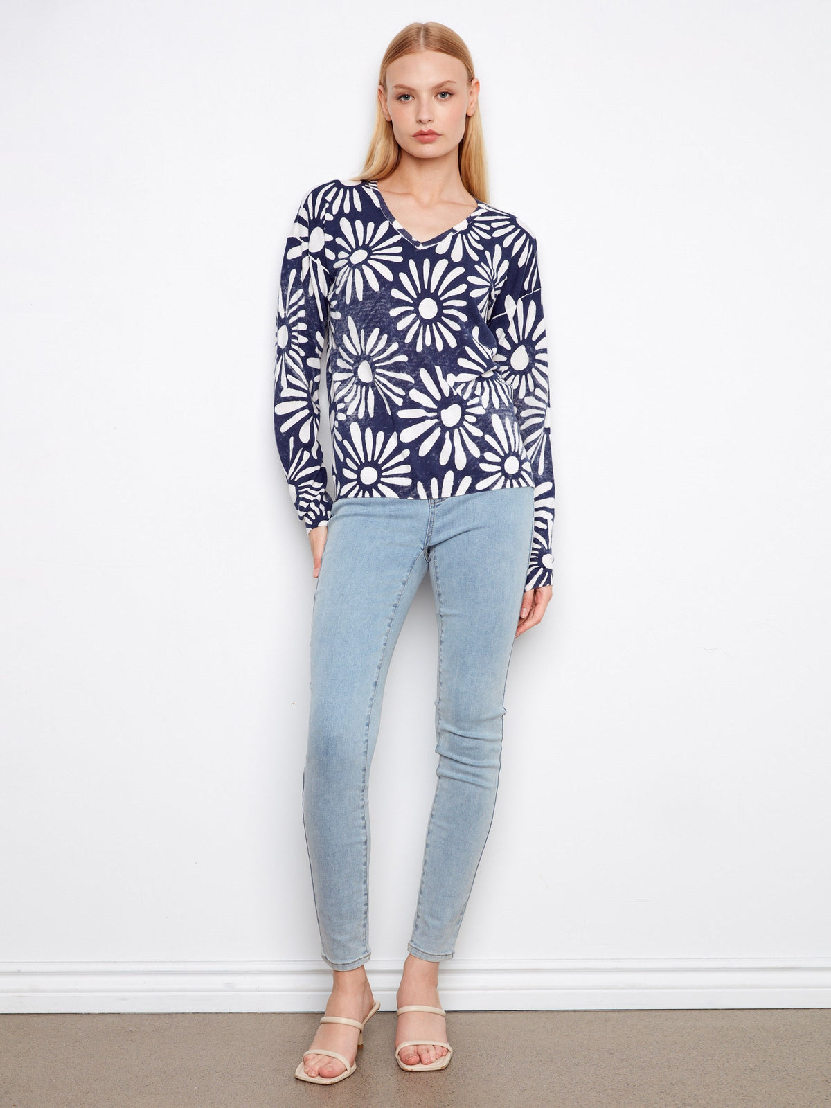 Reversible Printed V-Neck Sweater - Nautic